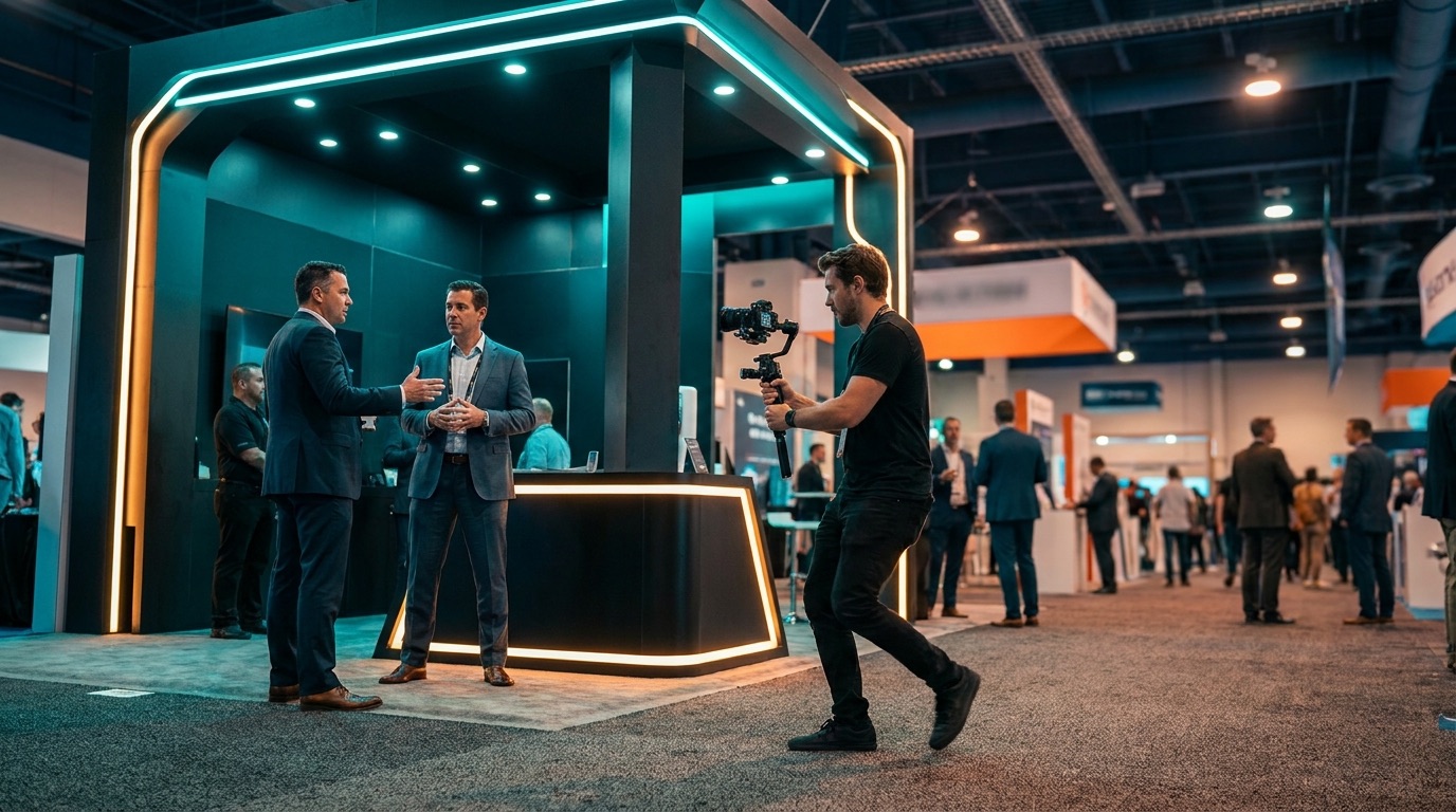 Trade show booth on a Las Vegas convention floor
