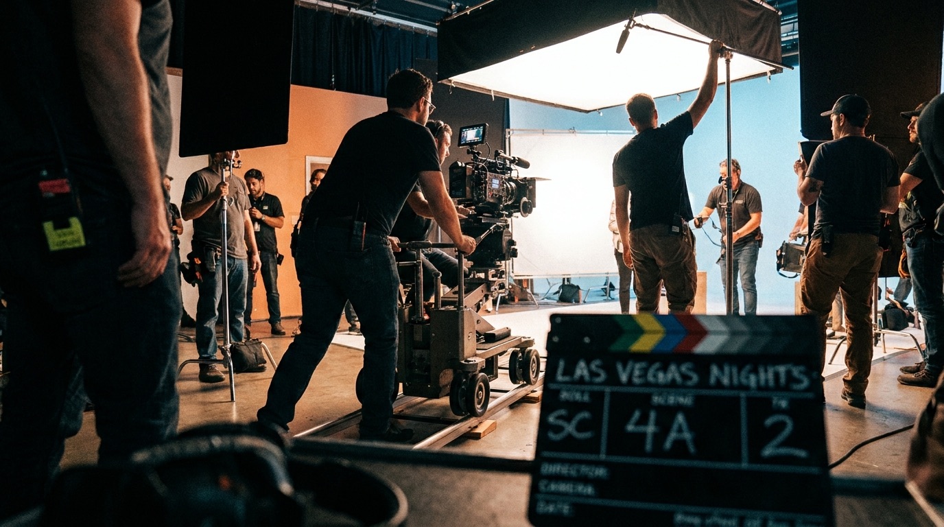 Behind-the-scenes of a Las Vegas video production set