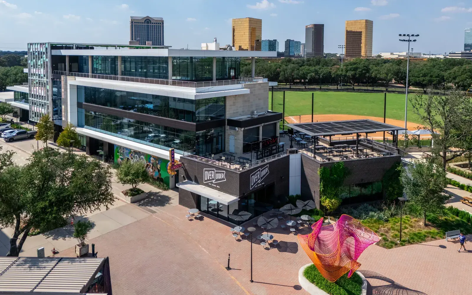 Aerial view of a hotel campus in Dallas photographed by Picture Perfect Video