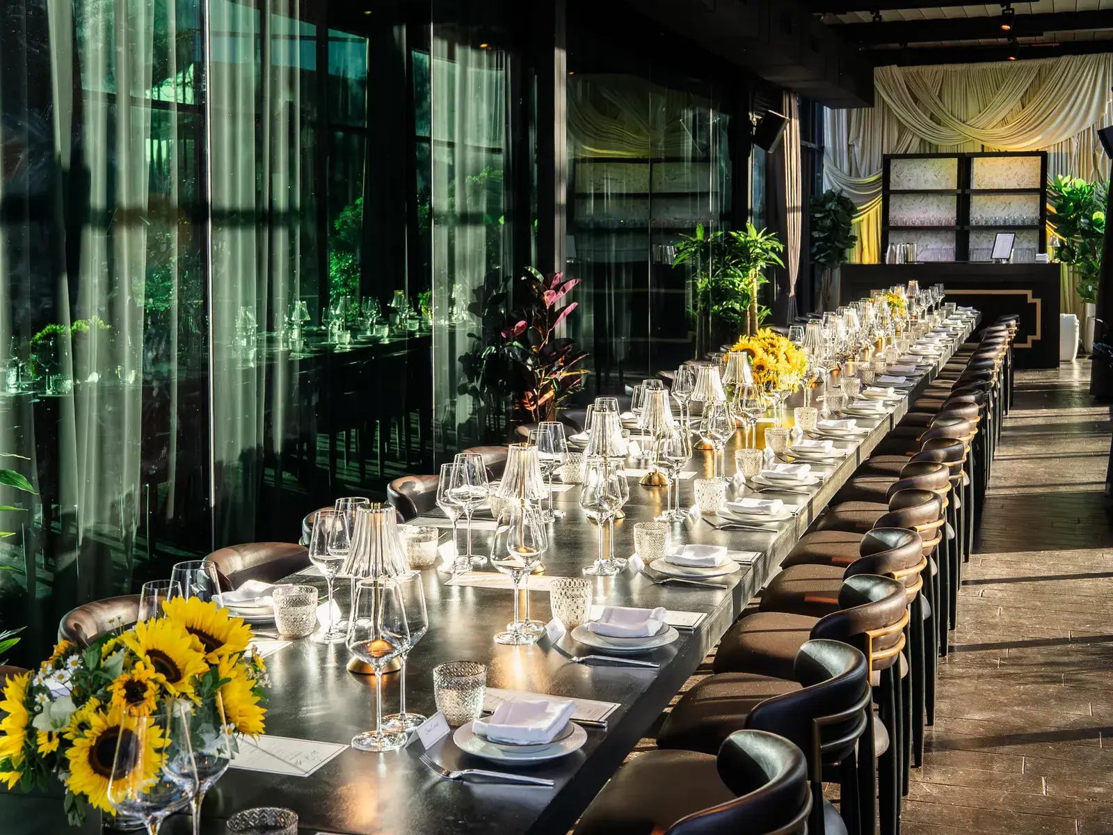 Restaurant conservatory dining space photographed in daylight