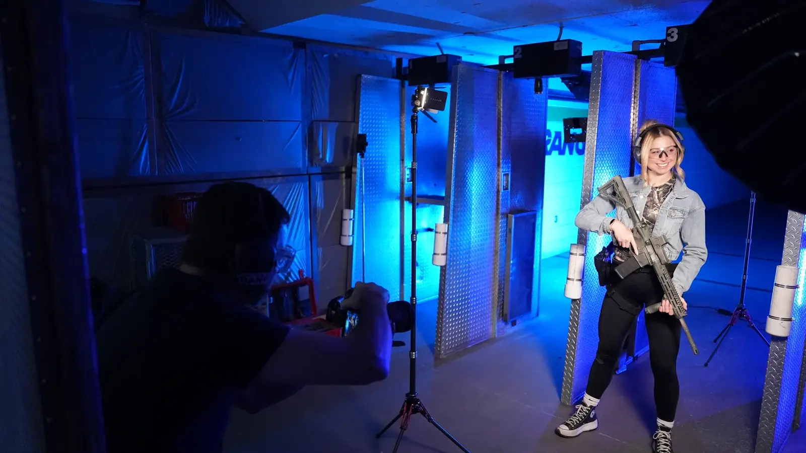 Picture Perfect Video crew lighting a studio editorial during a Las Vegas content day at The Range 702