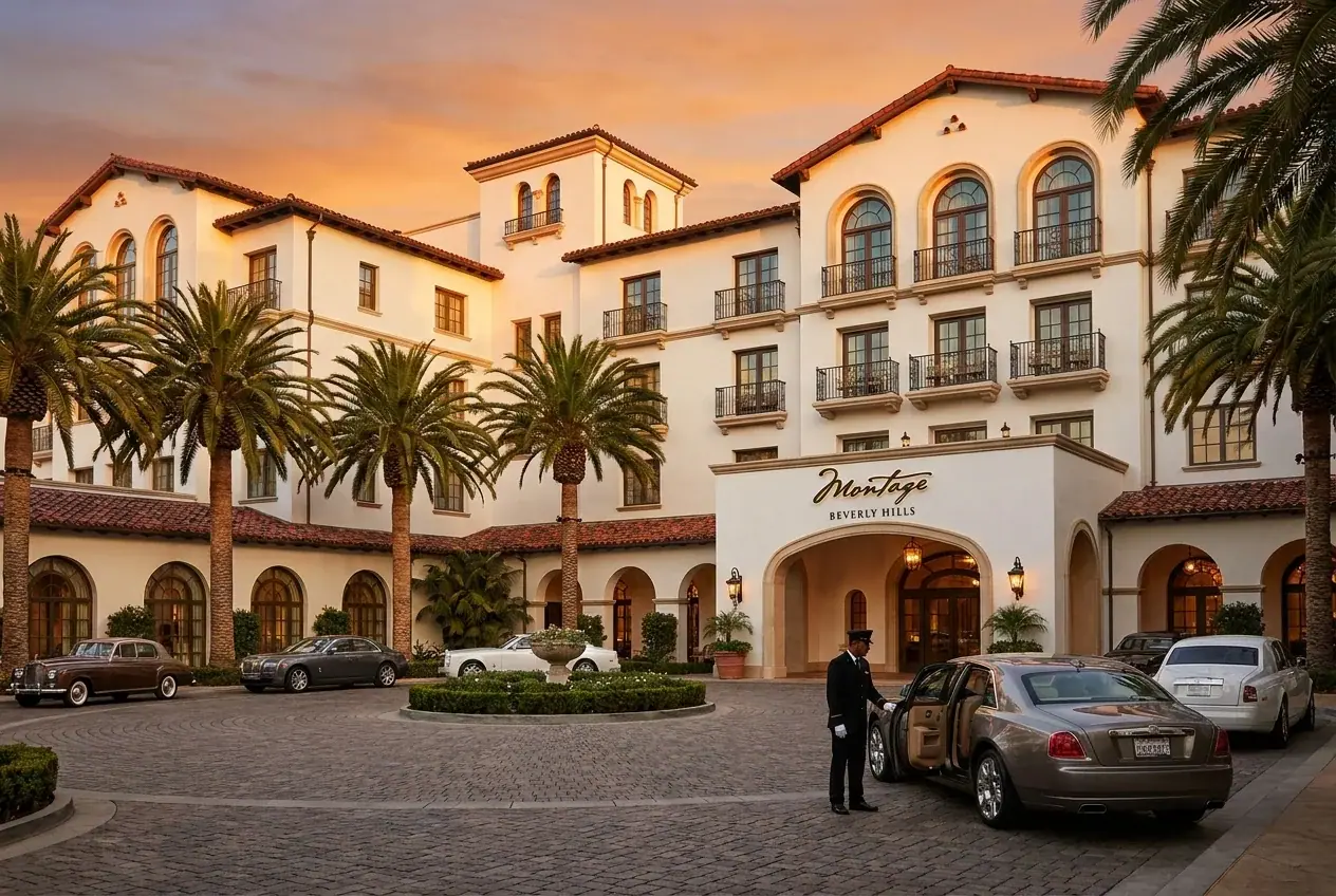 Hotel facade photographed with corrected verticals