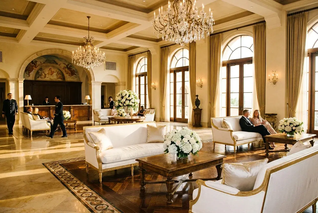 Luxury hotel lobby interior photograph