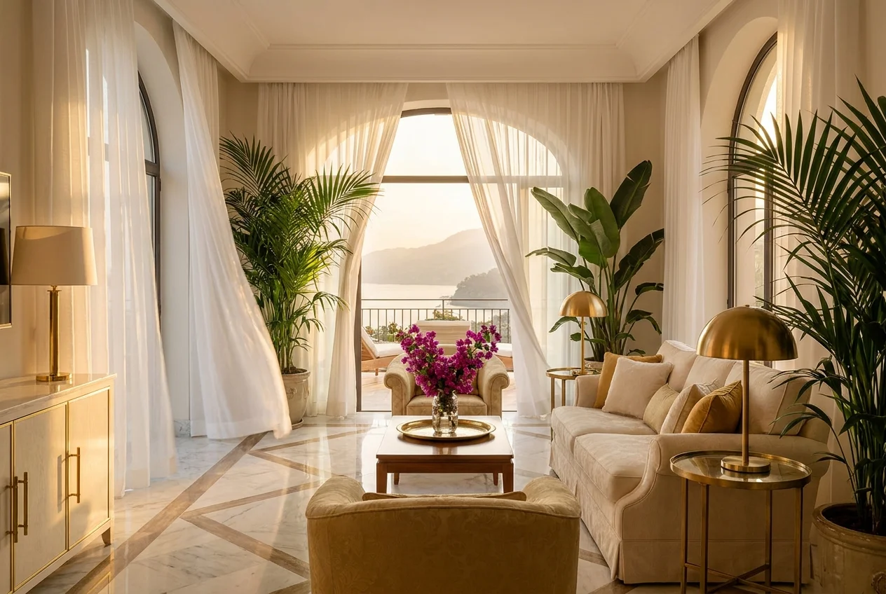 Suite living space photographed at a luxury resort