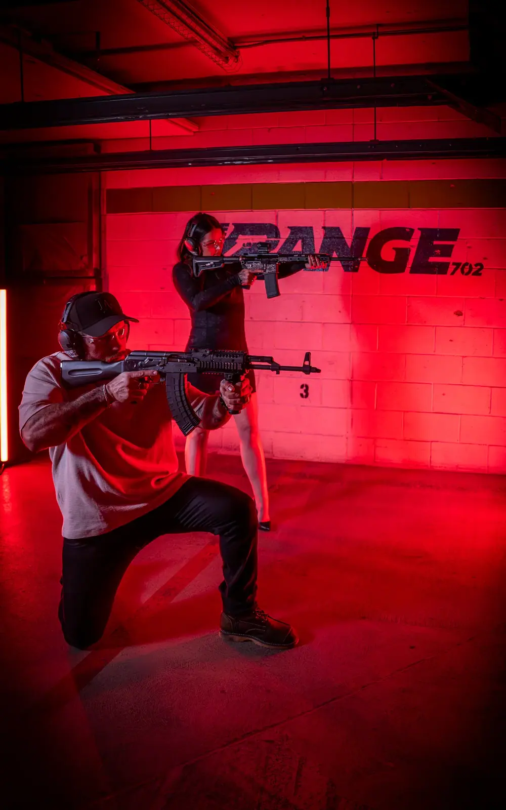 Valentine's Day editorial photographed in red light at The Range 702, Las Vegas