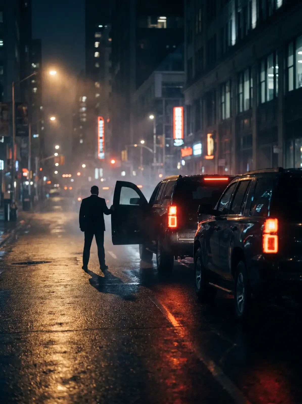 Protective motorcade photographed during an operation