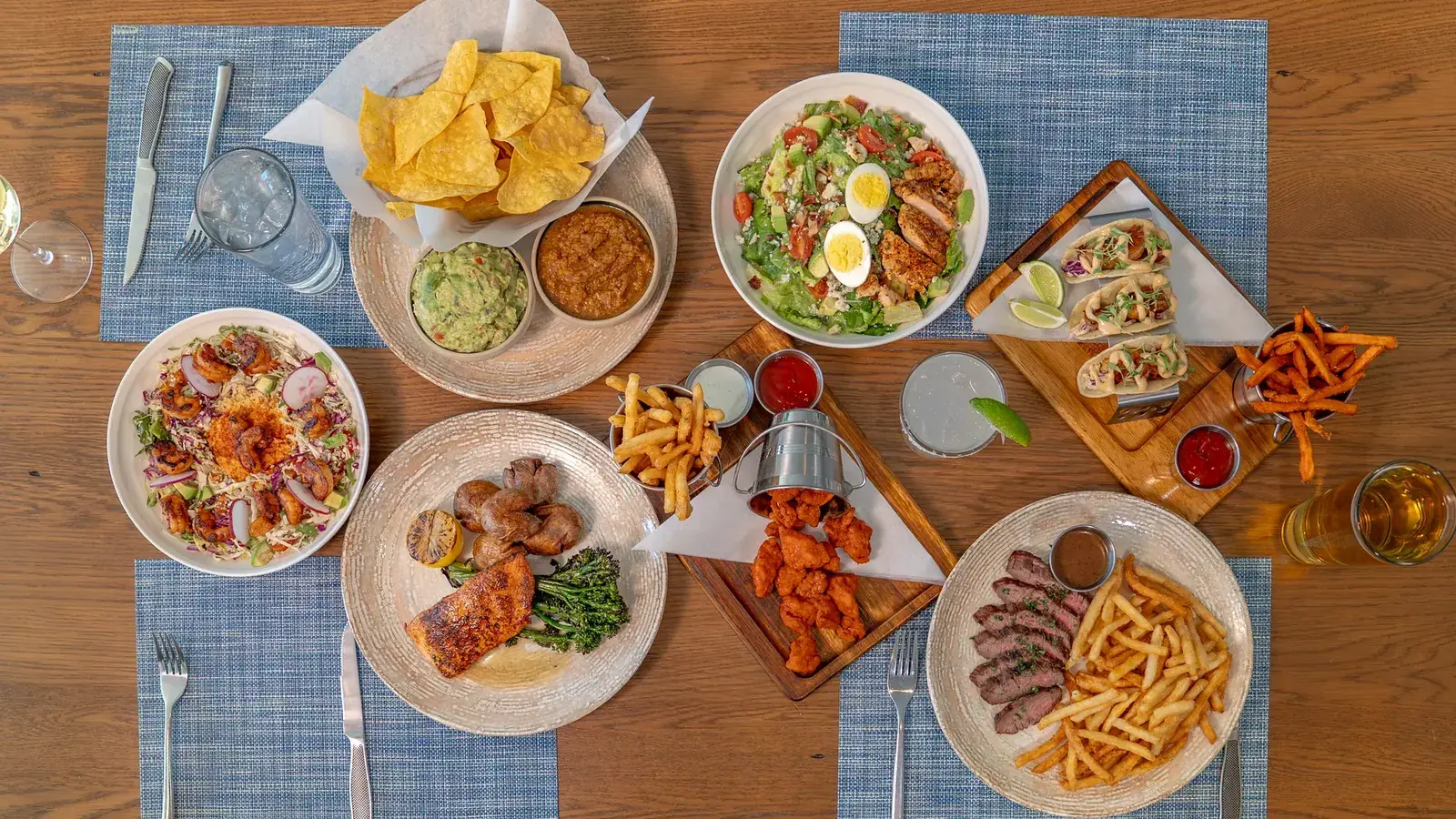 Menu spread of multiple dishes photographed together